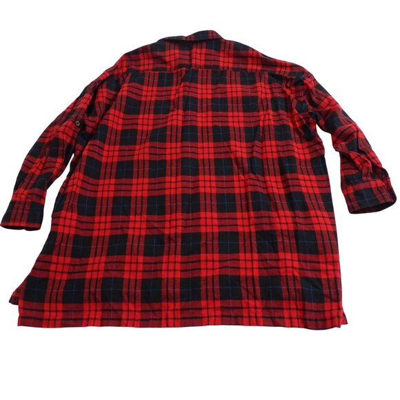 Rosette Red Black Plaid Long Sleeve Button Up Flannel Shirt Women Size L Pockets - Picture 7 of 13